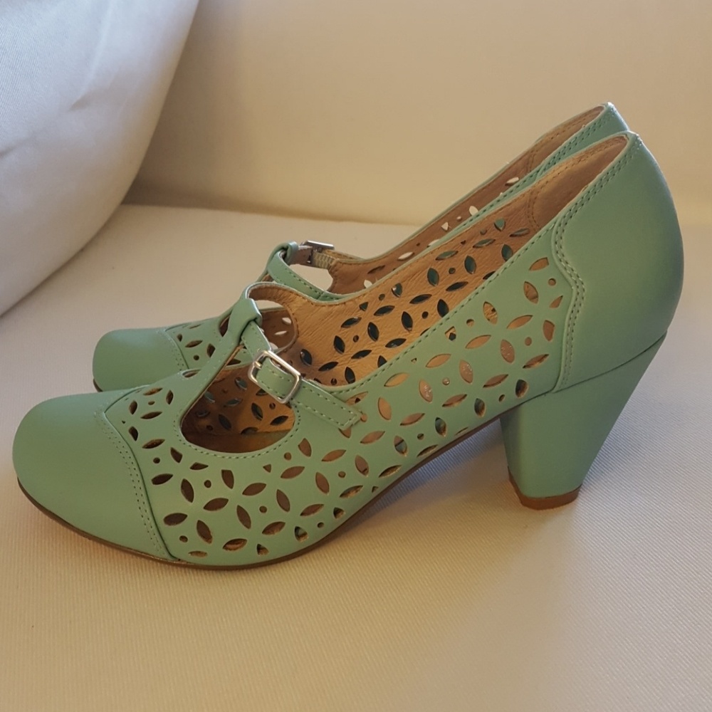 Chelsea Crew Aqua Cutout T-strap Mary Janes